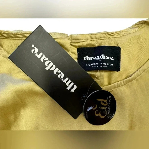 Threadbare  NWT Gold Metallic SS Midi Shift Dress Size 11/12 Years - Picture 5 of 7